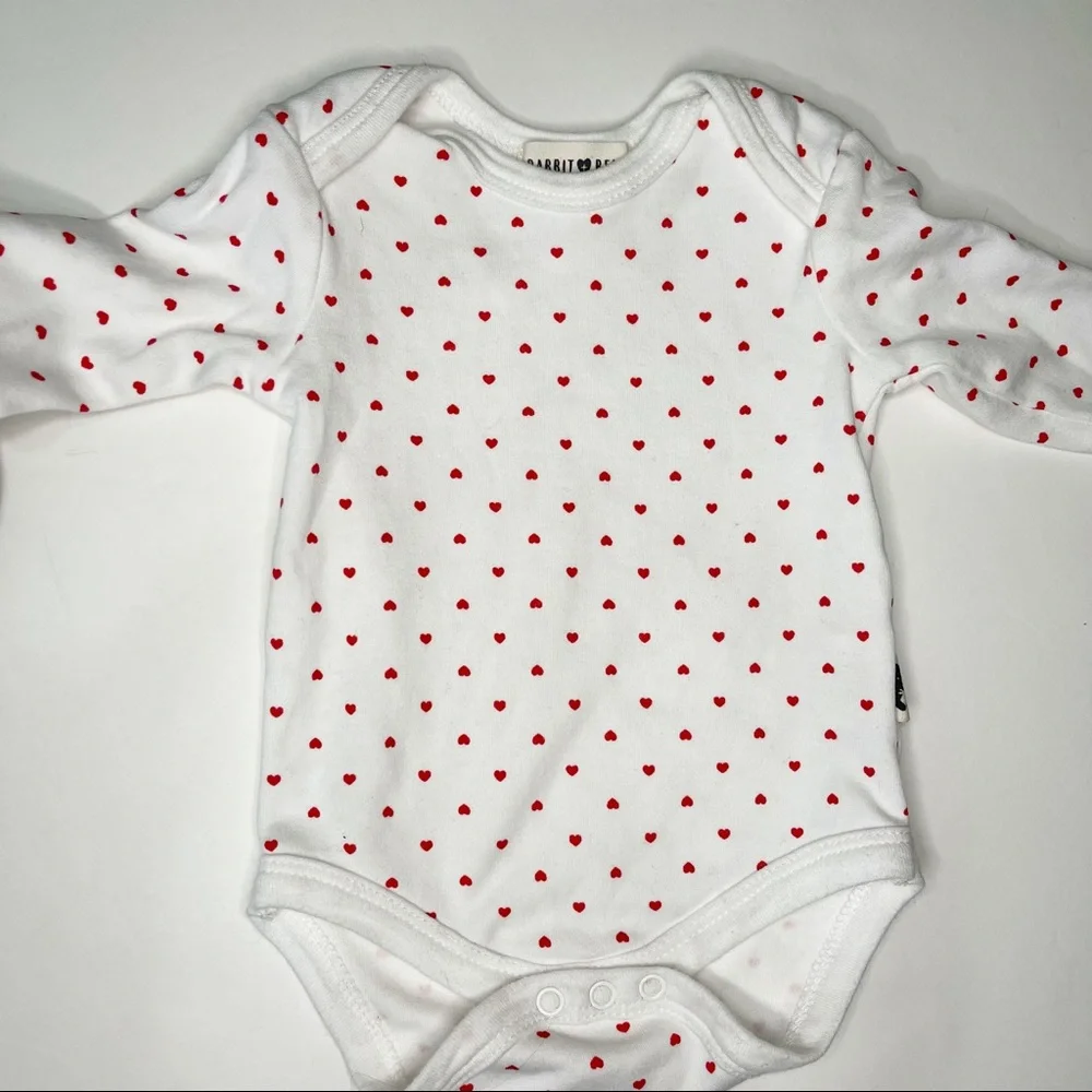 Rabbit + Bear Lot of 2 Newborn Baby Organic Cotton Onesie Bodysuits Size 0-3m